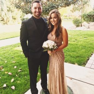 Adrianna Papell Rose embroidered full length gown